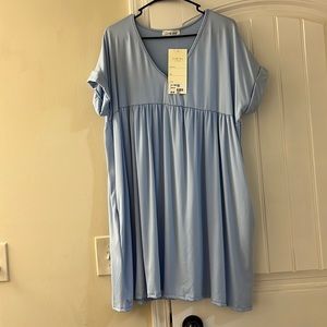 Charlotte Avery - Baby blue v neck baby doll dress